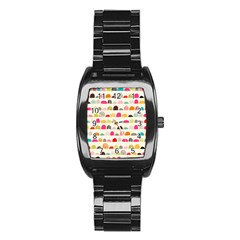 Scandinavian Folk Art Rainbow Road Stainless Steel Barrel Watch by andStretch