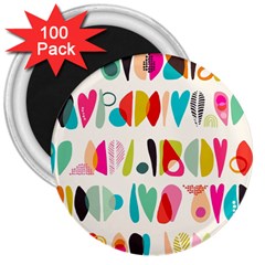 Scandinavian Folk Art Halfsies 3  Magnets (100 Pack) by andStretch