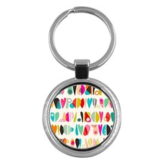 Scandinavian Folk Art Halfsies Key Chain (round) by andStretch