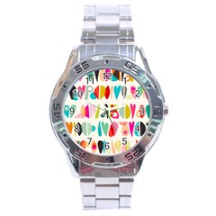 Scandinavian Folk Art Halfsies Stainless Steel Analogue Watch by andStretch