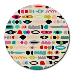 Scandinavian Folk Art Eye Spy Round Mousepads by andStretch