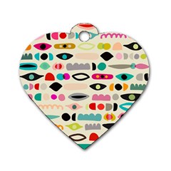 Scandinavian Folk Art Eye Spy Dog Tag Heart (two Sides) by andStretch