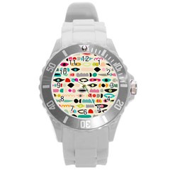 Scandinavian Folk Art Eye Spy Round Plastic Sport Watch (l) by andStretch