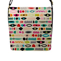 Scandinavian Folk Art Eye Spy Flap Closure Messenger Bag (l) by andStretch