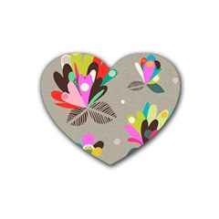 Scandinavian Flower Shower Rubber Coaster (heart) 