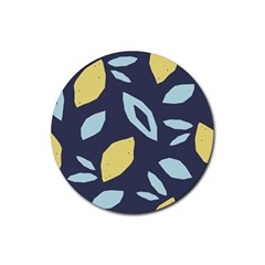 Laser Lemon Navy Rubber Round Coaster (4 Pack)  by andStretch