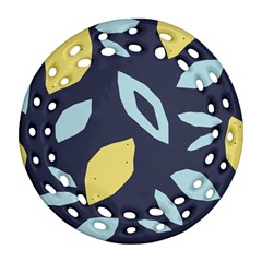 Laser Lemon Navy Ornament (round Filigree) by andStretch