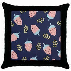 Strawberry Fields Throw Pillow Case (black) by andStretch