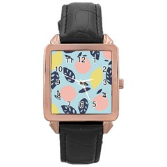 Orchard Fruits Rose Gold Leather Watch  by andStretch