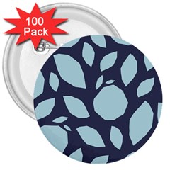 Orchard Fruits In Blue 3  Buttons (100 Pack)  by andStretch