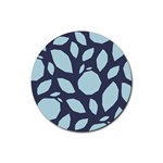 Orchard Fruits in Blue Rubber Round Coaster (4 pack)  Front