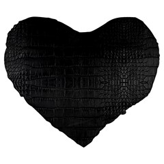 Black Alligator Skin Large 19  Premium Flano Heart Shape Cushions by LoolyElzayat