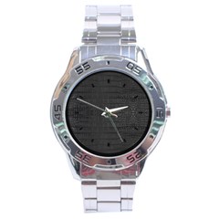 Black Alligator Skin Stainless Steel Analogue Watch by LoolyElzayat