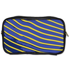 Yellow Blue Stripped Fish Toiletries Bag (one Side) by LoolyElzayat