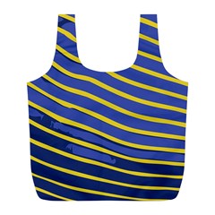 Yellow Blue Stripped Fish Full Print Recycle Bag (l) by LoolyElzayat