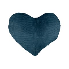 Turquoise Alligator Skin Standard 16  Premium Flano Heart Shape Cushions by LoolyElzayat