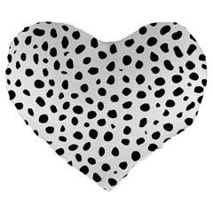 Black And White Seamless Cheetah Spots Large 19  Premium Flano Heart Shape Cushions by LoolyElzayat