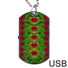 Rainbow Forest The Home Of The Metal Peacocks Dog Tag Usb Flash (one Side) by pepitasart