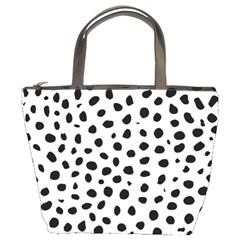 Black And White Seamless Cheetah Spots Bucket Bag by LoolyElzayat