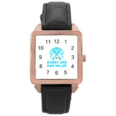 Child Abuse Prevention Support  Rose Gold Leather Watch  by artjunkie