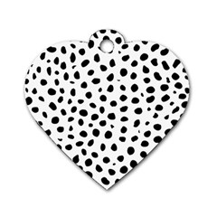 Black And White Seamless Cheetah Spots Dog Tag Heart (one Side) by LoolyElzayat