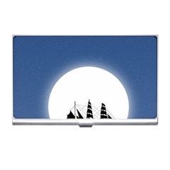 Boat Silhouette Moon Sailing Business Card Holder by HermanTelo