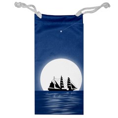 Boat Silhouette Moon Sailing Jewelry Bag by HermanTelo