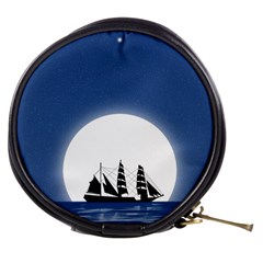 Boat Silhouette Moon Sailing Mini Makeup Bag by HermanTelo