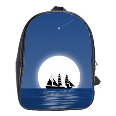 Boat Silhouette Moon Sailing School Bag (large)