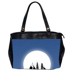 Boat Silhouette Moon Sailing Oversize Office Handbag (2 Sides) by HermanTelo