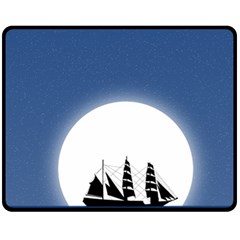 Boat Silhouette Moon Sailing Fleece Blanket (medium)  by HermanTelo