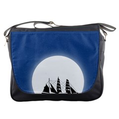 Boat Silhouette Moon Sailing Messenger Bag by HermanTelo