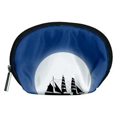 Boat Silhouette Moon Sailing Accessory Pouch (medium) by HermanTelo