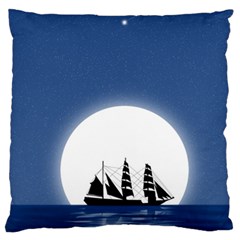 Boat Silhouette Moon Sailing Standard Flano Cushion Case (one Side)