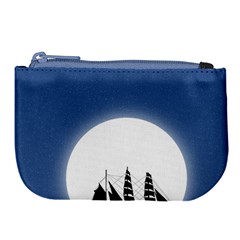 Boat Silhouette Moon Sailing Large Coin Purse by HermanTelo