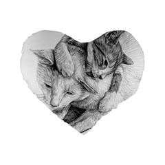 Cat Drawing Art Standard 16  Premium Heart Shape Cushions by HermanTelo