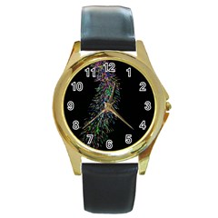 Galaxy Space Round Gold Metal Watch by Sabelacarlos