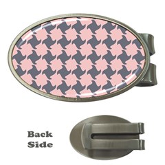 Retro Pink And Grey Pattern Money Clips (oval) 