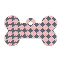 Retro Pink And Grey Pattern Dog Tag Bone (one Side)