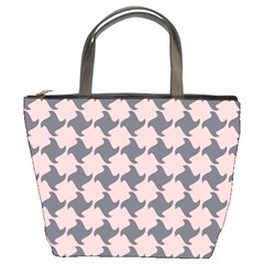 Retro Pink And Grey Pattern Bucket Bag by MooMoosMumma