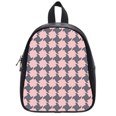 Retro Pink And Grey Pattern School Bag (Small)