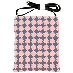 Retro Pink And Grey Pattern Shoulder Sling Bag by MooMoosMumma