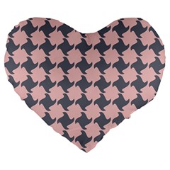 Retro Pink And Grey Pattern Large 19  Premium Heart Shape Cushions