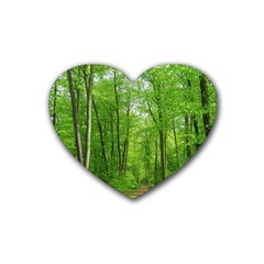 In The Forest The Fullness Of Spring, Green, Rubber Coaster (heart) 