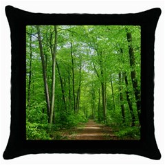 In The Forest The Fullness Of Spring, Green, Throw Pillow Case (black) by MartinsMysteriousPhotographerShop