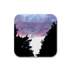 Colorful Overcast, Pink,violet,gray,black Rubber Square Coaster (4 Pack)  by MartinsMysteriousPhotographerShop