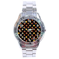 Geometric Diamond Tile Stainless Steel Analogue Watch by tmsartbazaar