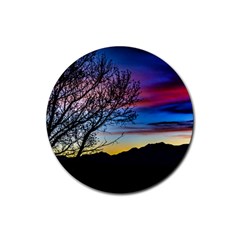 Sunset Landscape Scene, San Juan Province, Argentina003 Rubber Round Coaster (4 Pack)  by dflcprintsclothing