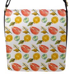 Citrus Gouache Pattern Flap Closure Messenger Bag (s) by EvgeniaEsenina