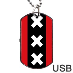 Vertical Amsterdam Flag Dog Tag Usb Flash (two Sides) by abbeyz71